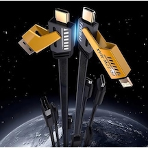 Usb C Düz Örgülü Hasır Aaa Kalite 4 Ü 1 Arada 65/27 W 2 To 2 Flat Fast Wıre Cable Pd Usb Type C İos 4 Lü Şarj Kablosu Ve Veri Aktarım Data Kablo Tüm Cihazlar İçin Geniş Uyumluluk Hayat Kurtarır
