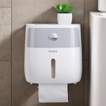 Technolo1 Gri Çift Katmanlı Kağıt Havlu Tutucu Matkap Gerektirmeyen Duvara Monte Pratik Depolama Rafı Gri