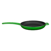 Cookware Dökme Demir Emaye Izgara Tava İle Metal Kulp, Yuvarlak, 20 Cm, Yeşil Diğer