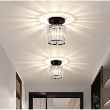 Modern Luxury Plafonyer Tavan Kristal Taşlı Avize Hol Antre Avize Siyah Siyah