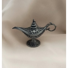 Alaaddin Sihirli Lamba Genie Lamp İbrik Biblo Dekorasyon Küçük Boy Gri