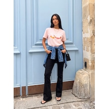 LTB Logo Baskılı Relaxed Lila T-shırt