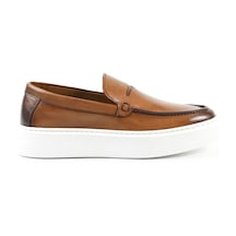 Tuna Hakiki Deri Taba Loafer Erkek Ayakkabı Eva Taban - E3845 Taba
