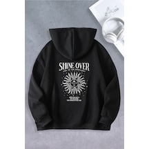 Ciel Lune Nevermind Unisex Kadın Erkek Skymoon Baskılı Oversize Sweatshirt Siyah Siyah