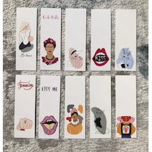 Kadın Feminist Kahlo Desenli 10'lu Kitap Ayraç Seti Pytkayr