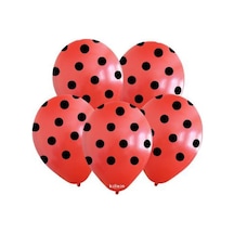 Beysüs Kırmızı Siyah Puantiyeli Baskılı Balon 10 Lu Standart