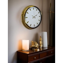 Gold & White Lüks Tasarım 40 Cm Gold Metal Duvar Saati 11