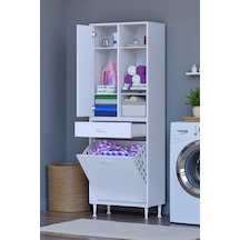 Eliusta Mira Dolap 6 Bölme Çok Fonksiyonlu Banyo Dolabı 60 Cm Beyaz Sepetli Dolap 60x171x32,5 Cm Organizer Beyaz