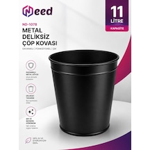 Nd-1078 Metal Deliksiz Siyah Çöp Kovası 11 Litre