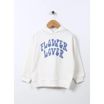 Kız Çocuk Önü Baskılı Kapüşonlu/kapşonlu Kışlık Sweatshirt/hoodie/üst Giyim Beyaz