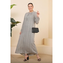 Kadin Buyuk Beden Çıtır Desen Uzun Anne Günlük Elbise 001