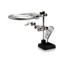 Mg16129-b 130 Mm. 2.5x, 5x Mercek Masa Üstü Ledli Mini Büyüteç Havya Stand Pcb Tutucu