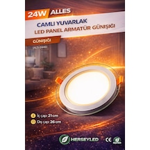 24w Camlı Yuvarlak Led Panel Armatür Günışığı Gün Işığı