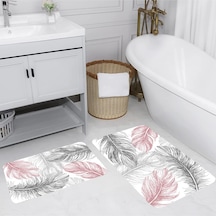 Rovigo Home Baskılı Kaymaz Taban 2 Li Banyo Paspas Takım Rvg5054-100X60-60X50 Çok Renkli