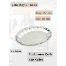 Dilimli Kayık Tabak 30,5 Cm No: 4 Paslanmaz Çelik Tabak Gümüş Gri