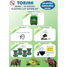 Torsan 220v Adaptörlü Pro Plus 2000 Elektrikli Çit Sistemi Domuz - Ayı Kovucu 2000mt