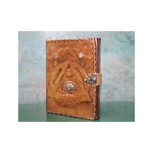2 Adet Taşlı Deri Defter Taş Süslemeli Tasarım, Not Defteri Ve Journal, Leather Notebook 18 X 13 Cm 1