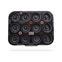Esonez Unr 505 Desenli Siyah Metal Muffin Kalıbı 36 Cm 12'li