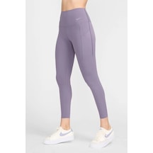 Nike Dri Fit Universa High Rise 7/8 Length Kadın Yüksek Bel Lazer Kesim Toparlayıcı 2 Cepli Dalgıç Kumaş Tayt Mor Mor