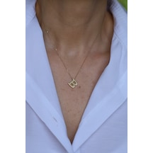 14 Ayar Altın B Harfli Kolye 1 Cm Genişlik - Kly33992