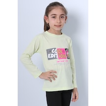 Hçm Kız Çocuk Uzun Kollu Tshirt 4 Mevsim Bisiklet Yaka Cool Edition Baskılı D45 Yeşil