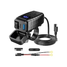 Motosiklet Hızlı Şarj Cihazı 12v-24v Su Geçirmez Çift Usb Type-c Pd Hızlı Şarj Portu Gidon Bağlantılı Telefon Tablet Şarj Adaptörü, Motosiklet, Bisiklet, Atv, Tekne, Motor Aksesuarı Mt4