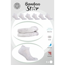Bamboo Star Erkek Havlu Kışlık Patik Çorap, Spor, Antibakteriyel , Esnek, Dikişsiz Açık Gri 6lı Premium Çorap