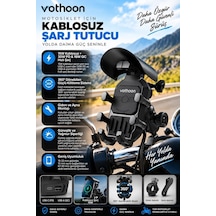 Şarjlı Motosiklet Telefon Tutucu Güneş Ve Yağmur Korumalı 15w Kablosuz 360 Döner Gidon Ve Ayna Bağl