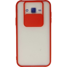 Newface Samsung Galaxy Uyumlu J7 Kılıf Palm Buzlu Kamera Sürgülü Silikon - Kırmızı