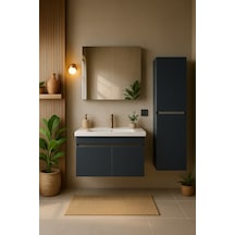 Arista 80 Cm Antrasit Mdf, Seramik Lavabo,alt, Üst Ve Boy Dolaplı Antrasit