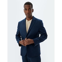 Koton Keten Karışımlı Blazer Ceket Slim Fit Mono Yaka Lacivert 4sam50052hw Lacivert