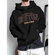 Uyguntarz Unisex Boston Baskılı Oversize Sweatshirt siyah
