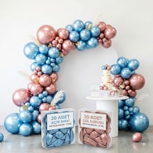 Avcıpartidünyası 40 Parça Metalik Parlak Balon Seti 20 Açık Mavi + 20 Gül Kurusu 12 İnç 30 Cm Doğum Günü, Baby Shower, Nişan Dekorasyon Seti Çok  Renkli