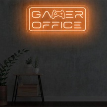 Gamer Offıce Yazılı Ve Şekilli Neon Tabela Turuncu