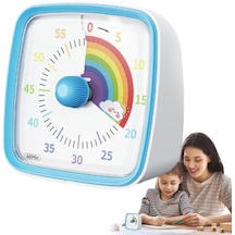 Yunbaoit Gece Işıklı Beyaz, Renkli Gökkuşağı Tasarımlı 60 Dakikalık Mekanik Mutfak Ve Çocuk Zamanlayıcı Sevimli Ve Kullanışlı Timer Mavi