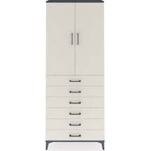 Arges Dolap 2 Raflı 6 Çekmeceli 2 Kapaklı 88x30x221 Antrasit-aytaşı Antrasit