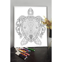Kaplumbağa 40x30cm Çocuklar Için Özel Boyanabilir Tablo Tuval Mandala Kalem Hediyesi Yoktur.