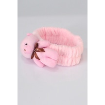 Ayıcıklı Peluş Bandana Saç Bandı Pembe 0-10 Yaş Pembe