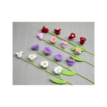 10 Adet El Örgüsü Gelincik Dalı Dekoratif Masaüstü Ve Duvar Süsü, Ev Aksesuarı, Handmade Poppy Stem