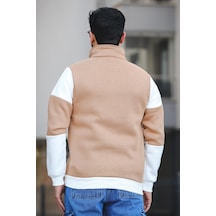 Arman Üç İplik Şardonlu Parçalı Fermuarlı Dik Yaka Slim Fit Erkek Sweatshirt 001
