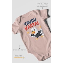 Morivokids Yavru Kartal Kısa Kollu Bebek Body %100 Pamuk Pastel Pembe