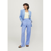 Jack & Jones Kadın Pileli Keten Pantolon - Mary 12249985 Silver Lake Blue Mavi