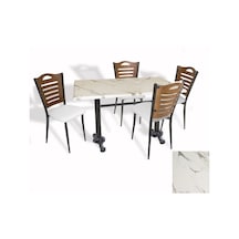 Çipa Döküm Ayak - Papelli Sandalye Mutfak Masa Takımı Werzalit, Wermodin Ve Allzalit Tabla - Afyon Mermer - Beyaz - 70x120 Çok Renkli