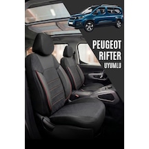 Peugeot Rifter Uyumlu Pamuklu Kumaş Araca Özel Oto Koltuk Kılıfı Tam Set Siyah-Kırmızı