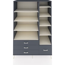Kronos Dolap 9 Raflı 4 Çekmeceli 132x59x195 Antrasit-aytaşı/antrasit Aytası/antrasıt