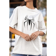 Siyah Spider Ön Baskılı Tişört Beyaz