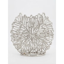 Metal Kafes Vazo Gümüş 38 X 39 Cm