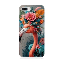 Apple Uyumlu iPhone 8 Plus Çiçekli Flamingo Desenli Silikon Kılıf