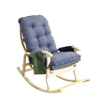 Enda Home Mosso Çift Minderli Ahşap Sallanan Sandalye Tv Baba Koltuğu Dinlenme Koltuğu Yeşil - Füme