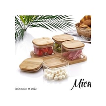 4'lü Bambu Kapaklı Kahvaltı Seti Çerezlik Set Gerçek Bambu Beyaz - 597326206 Beyaz - 597326206 Beyaz